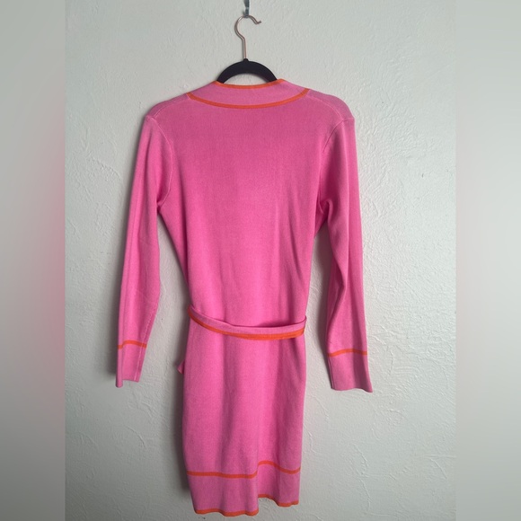 Pink Queen Women's Long Sleeve Button Down Sweater Dress with Belt Size Medium - Picture 7 of 11